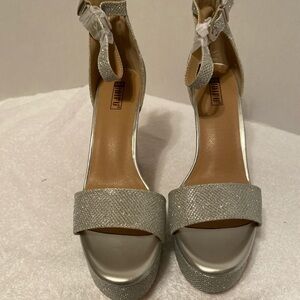 Dune London Glittering Silver Heels